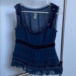 Odille navy silk top